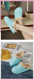 Winter Women's Slippers Warm Clogs Sandals Waterproof Slippers For Women Waterproof Slippers Fur Lined Clogs Winter Garden Shoes Warm House Family Women Shoes