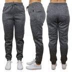 Women's Loose-Fit Marled Fleece Jogger Sweatpants With Zipper Pockets