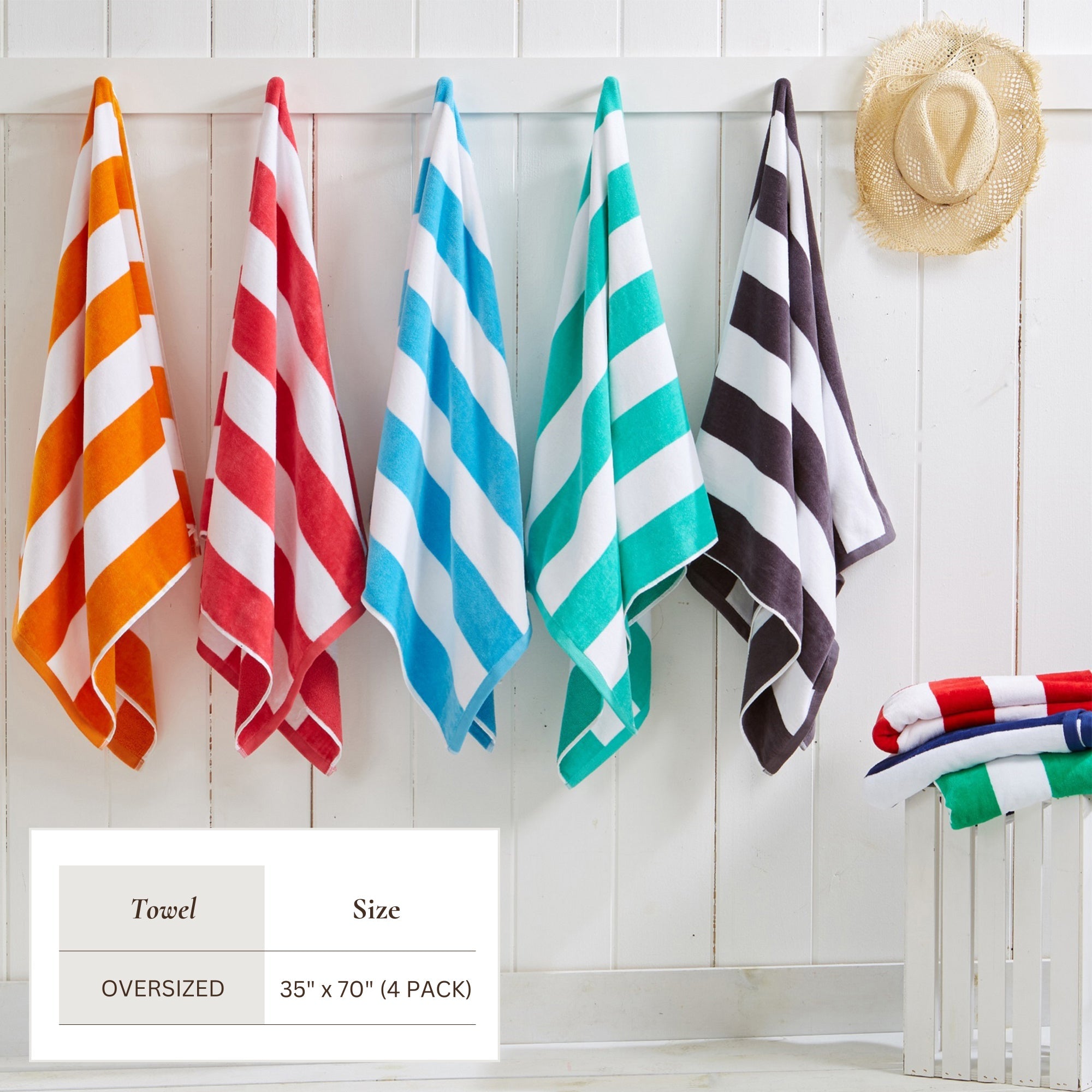 Cotton Velour Cabana Stripe Beach Towel - Novia Collection