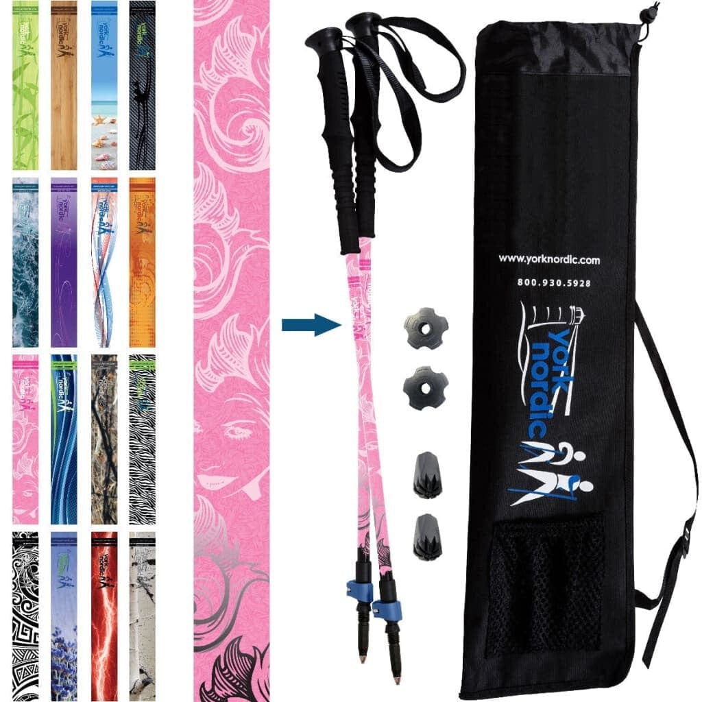 Official Casual Trek Hiking & Walking Poles - Hiking/Trekking Grip w-flip locks, detachable feet and travel bag - pair - For Heights up to 6’2”